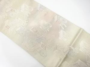 アンティーク　御所車に流水模様織り出し袋帯（材料）